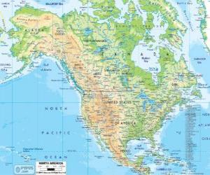 Układanka Mapa Ameryki Północnej. Ameryka Północna, obejmująca kraje z Kanady, Stanów Zjednoczonych i Meksyku