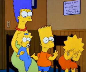 Układanka Marge z dziećmi Bart, Lisa i Maggie w gabinecie