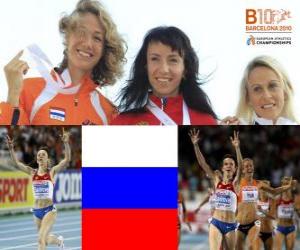 Układanka Maria Savinov mistrzem na 800 m, Yvonne Hak i Jennifer Meadows (2 i 3) z Barcelona Mistrzostwa Europy w Lekkoatletyce 2010