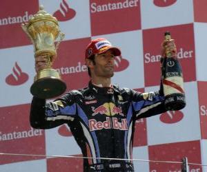 Układanka Mark Webber świętował swoje zwycięstwo na Silverstone Grand Prix Wielkiej Brytanii (2010)