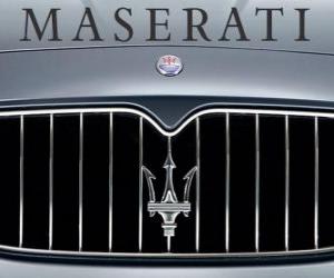 Układanka Maserati logo, włoski sportowy samochód marki