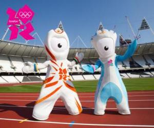 Układanka Maskotki Igrzyska Olimpijskie i Igrzyska Paraolimpijskie 2012 London są Wenlock i Mandeville