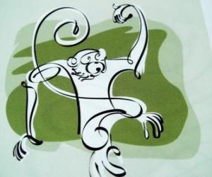 Układanka Małpa, znak Monkey, Monkey roku w chińskiej astrologii. Dziewiąty z dwunastu zwierząt 12-letni cykl chińskiego zodiaku