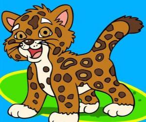 Układanka Mały Jaguar, dzieco jaguar jest najlepszym przyjacielem Diego
