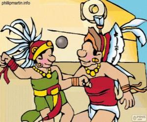 Układanka Mecz był rytuał Majów, gracze walczą o piłkę przez pierścień z kamienia