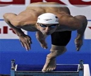 Układanka Michael Phelps tirando-se la piscina