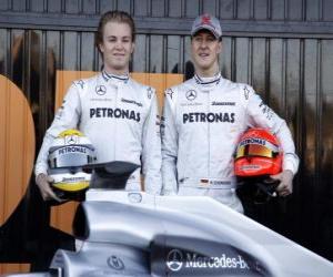 Układanka Michael Schumacher i Nico Rosberg, Mercedes kierowców Team GP