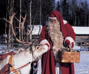 Układanka Mikołaj daje paszy reniferów