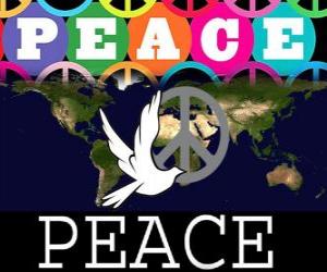Układanka Międzynarodowy Dzień Pokoju. Dzień pokoju na świecie. 21 września jest dedykowany do pokoju i braku wojny