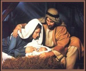 Układanka Narodziny Jezusa - Dzieciątko Jezus z Matką Jego, Maryją i jego ojca Józefa