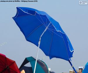 Układanka Niebieski parasol plaża
