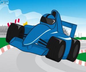 Układanka Niebieski samochodów wyścigowych F1