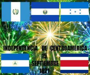 Układanka Niepodległości Ameryki Środkowej, 15 września 1821 roku. Obchody niepodległość od Hiszpanii w nowoczesnych krajach Gwatemala, Honduras, Salwador, Nikaragua i Kostaryka