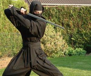 Układanka Ninja wojownika i walce z katana