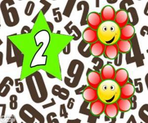 Układanka Numer 2 w star dwa kwiaty