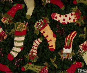 Układanka Obraz Bożego Narodzenia pończochy i buty