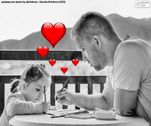 Układanka Ojciec malarstwo z córką