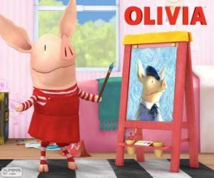 Układanka Olivia mały świnia malowanie obrazu