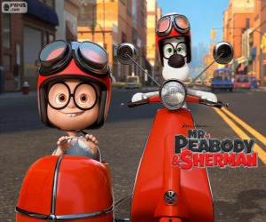 Układanka Pan Peabody i Sherman na motocykl z przyczepą