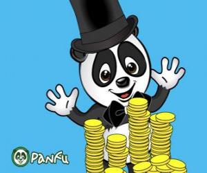 Układanka Panda bardzo oglądamy wiele monet Panfu