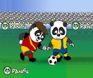Układanka Panfu pandy gry w piłkę nożną