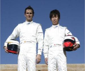 Układanka Pedro Martinez de la Rosa i Kamui Kobayashi, piloci BMW Sauber F1 Team