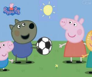 Układanka Peppa Pig grać w piłkę z kolegami