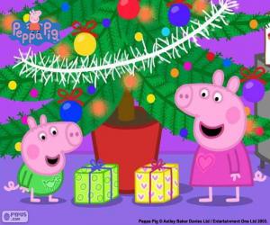 Układanka Peppa Pig i George na Boże Narodzenie