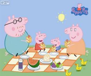 Układanka Peppa Pig i jej rodzina zrobić piknik