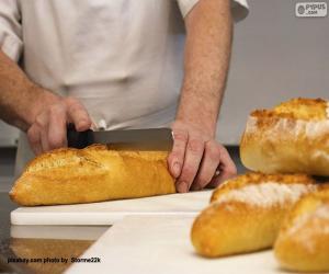 Układanka Piekarz, krojenie chleba