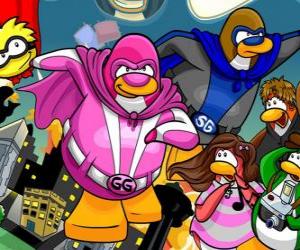 Układanka Pingwiny superbohaterów z Club Penguin