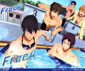 Układanka Pięciu bohaterów Free! Rin, Haruka, Nagisa, Rei i Makoto