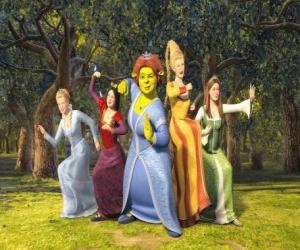 Układanka Piękna Cinderella Księżniczki, Snow White, Fiona, Roszpunka i Sleeping