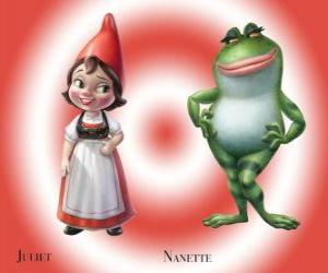 Układanka Piękna Julia, córka lidera Red gnomy ogród, ze swoim najlepszym przyjacielem ogród Nanette żaba