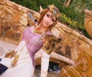 Układanka Piękna księżniczka Zelda z różą w ręku