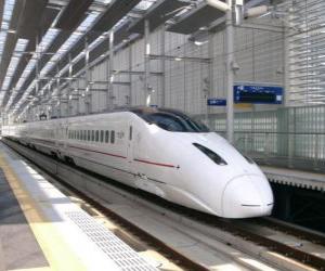 Układanka Pociąg linii kolejowych dużych prędkości w Japonii eksploatowany (Shinkansen)