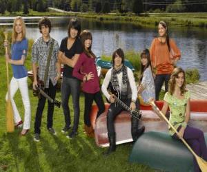 Układanka Postacie w Camp Rock Tess, Nate, Shane, Mitchie, Jason, Ella, Peggy i Caitlyn