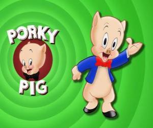 Układanka Prosiak Porky, animowana postać kreskówki w Loonely Tunes z Warner Bros