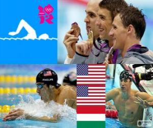 Układanka Pływanie mężczyzn 200 metrów stylem zmiennym, Michael Phelps, Ryan Lochte (Stany Zjednoczone) i László Cseh (Węgry) - London 2012-