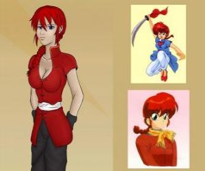 Układanka Ranma Saotome w jego żeńskiej formie, Ranma jest głównym bohaterem anime Ranma