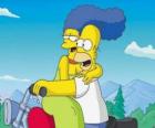 Homer i Marge Simpsons w motocykl