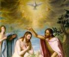 Jezus zostaje ochrzczony przez John the Baptist w rzece Jordan