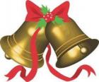 Dzwonki świąteczne wstążkami i Liście ostrokrzewu