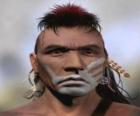 Indian Warrior z jego twarzy malowane