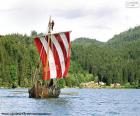 Viking wioślarze łódź