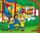 Caillou próbuje złamać Pinata na imprezie z przyjaciółmi