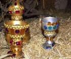 Darów Trzech Króli, złoto, kadzidło i mirrę do Dzieciątka Jezus