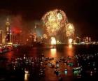 Fajerwerki z okazji Nowego Roku w Hong Kongu