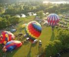 Aerial view of hot air balloon festival