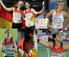 Linda Stahl mistrz w rzucie oszczepem, Barbora Špotáková i Christina Obergföll (2 i 3) z Barcelona Mistrzostwa Europy w Lekkoatletyce 2010